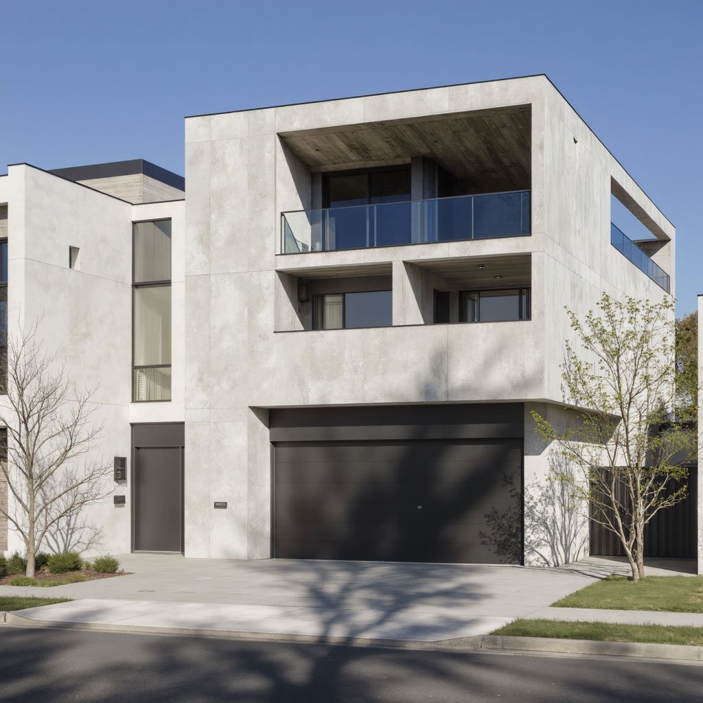 Fachada vivienda de concreto a la vista