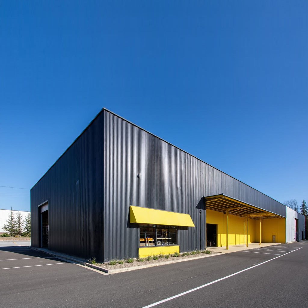 Proyecto de arquitectura industrial con revestimiento metálico Santiago