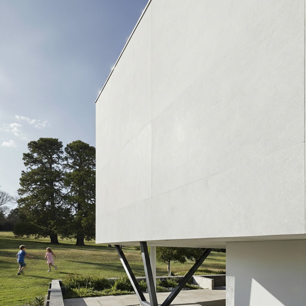 Fachada ciega lateral casa blanca